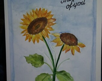 Sun Flower watercolor note card