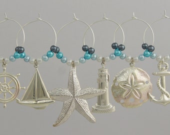 Wine Charms - Nautical - Silver Plated