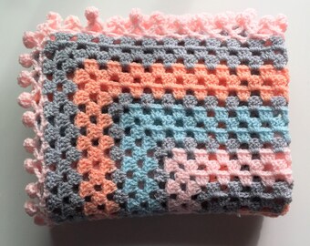 Granny Square Crochet Baby Blanket, Crochet Baby Blanket, Baby Blanket, Boy Crochet Baby Blanket, Granny Square Baby Blanket