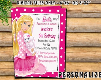 Barbie Invitation, Barbie Birthday Invitation, Barbie Printable Invitation, 300 Dpi, High Resolution Image, Digital Files Only.