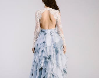 Wedding Separate - Helene Bodysuit - Open Back Wedding Dress - Classic Wedding Dress - Long Sleeve Wedding Dress - Lace Wedding Dress