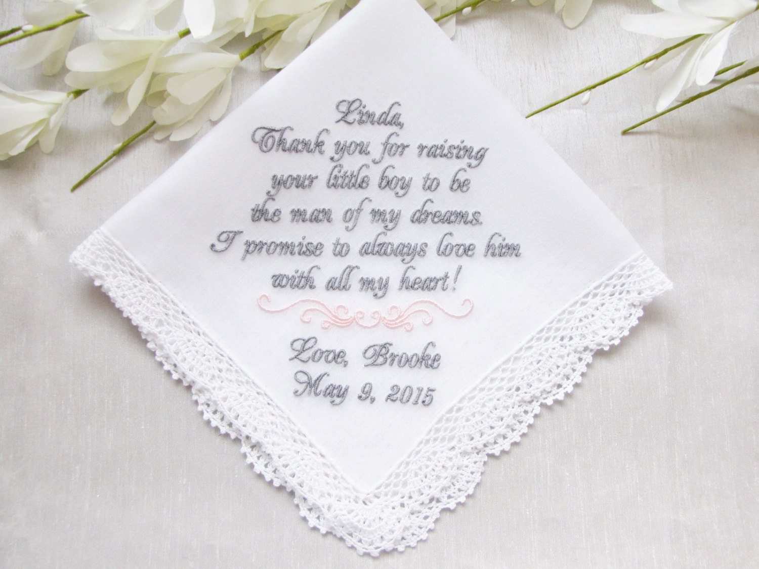 mother of the groom personalized wedding handkerchief wedding