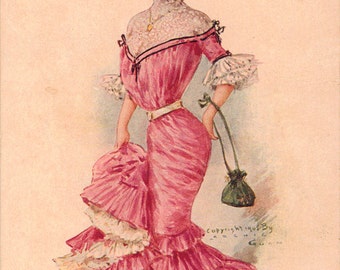 Vintage Postcard, Artist Signed ARCHIE GUNN, Miss New York, ca 1910