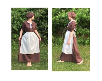 Dress Only-Apron and Bonnet Not Included-Women's Pioneer Trek Colonial Frontier Prairie Pilgrims Renaissance Reenactment Dress Costume Adult