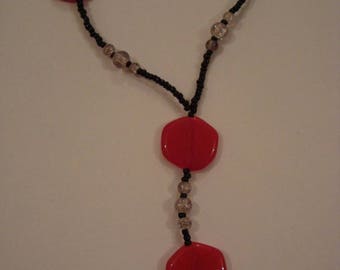 Original necklace red and black beads