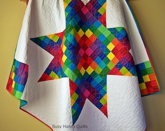 Modern Lap Quilt-Handmade Blanket-Throw Blanket-Throw Quilt-Sofa Quilt-Rainbow Quilt-Art Quilts-Handmade Quilt-Quilts for Sale-Ready to Ship