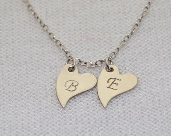 MONOGRAM HEART NECKLACE // Silver Heart Necklace - Heart Necklace Personalized - Initial Necklace - Letter Necklace - Initial Heart Necklace