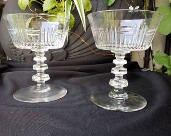 Vintage Rock Sharpe Corral Art Deco Geometric Cut Champagne Coupe Set of 2