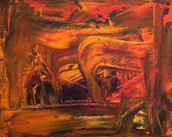 Original Acrylic Wrapped Canvas Piece by C Tull Dark Cavern