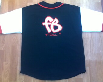 FUBU t-shirt, vintage jersey of 90s hip-hop clothing, 1990s hip hop shirt, OG, gangsta rap, buttoned sewn, size L