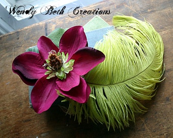 Tropical Magnolia Hair Clip, Fascinator, Wedding, Belly Dance, Tribal Fusion, Renaissance Festival, Fairy, Prom, Hair Garden