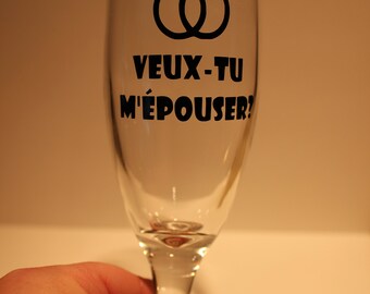 6 oz champagne flute ' will you marry me? »