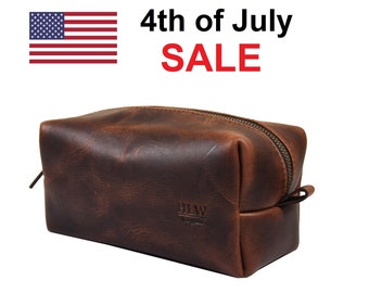 July 4th Sale - Leather Dopp Kit Groomsmen Gift Customize Leather Toiletry Bag Men's Toiletry Bag Leather Custom Dopp Kit Third Anniversary