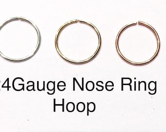 Gold Nose Hoop Nose Ring G 18G 20G 22G 24G Gold Nose Piercing