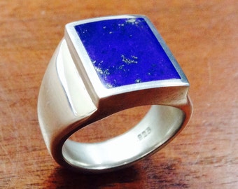 Men's Lapis Lazuli Heavy Sterling Silver Ring