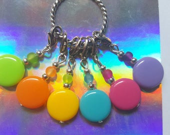 6pcs Coin stitch markers, Beaded stitch markers, Knitting stitch markers, Crochet stitch markers, Stitch markers, Knitting, Crochet