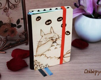 Wooden totoro refillable notebook