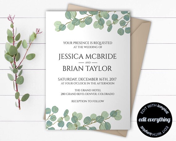 Eucalyptus Wedding Invitations 1