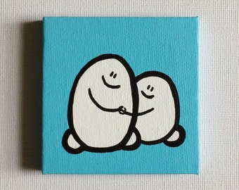 Chep Couple - Acrylic Painting On Canvas - Original - Tiny Miniature Painting