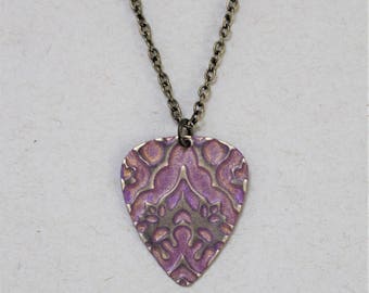 Guitar Pick Necklace for Women, Guitar Pick Jewelry, Music Jewelry, Musician Gift, Vintaj Jewelry, 16 to 18 inches, Light Purple Necklace