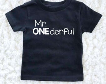 Mr Onederful Birthday Shirt - First Birthday Boy Outfit - Birthday Boy - 1st Birthday - First Birthday Boy Shirt