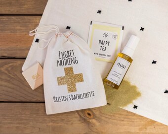 Custom Bachelorette Hangover Kit Bags - Bachelorette Party Favor - Bachelorette Hangover Kit - Bachelorette Hangover Bag - I Regret Nothing