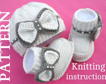 Knitting PATTERN Baby Set Baby Shoes Knitted Baby Hat Pattern Baby Booties Baby Boy Baby Girl Pattern ( PDF file )
