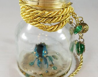 Small Teal Wearable Faux-berge Cicada