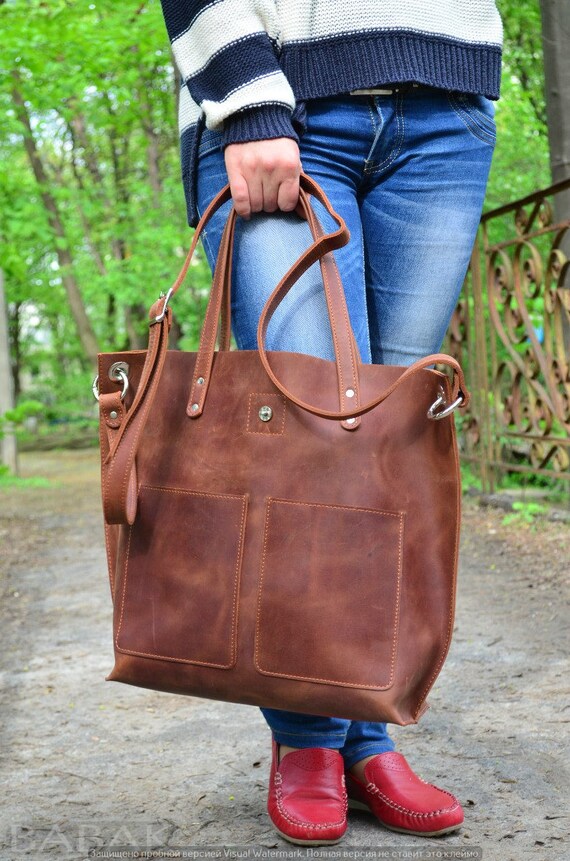 Leather Diaper bag Large leather Top Handle bag Large