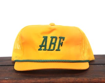 Vintage ABF Moving Shipping Trucking Yellow Trucker Hat Snapback Baseball Cap
