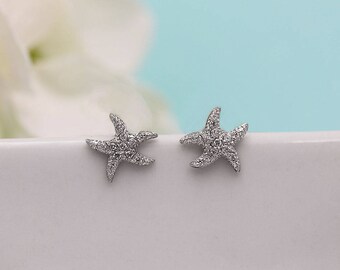 Starfish Earrings, Sea Star Earrings, Star Fish Stud Earrings, beach wedding earrings, crystal earrings, Beach Starfish Earrings