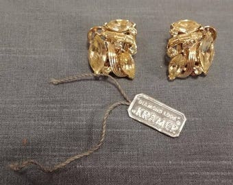 KRAMER Signed Clip Earrings - ORIGINAL TAG