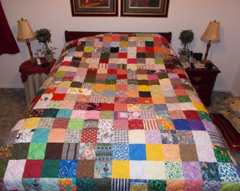 Custom Quilts / Queen Quilt / Patchwork Quilts / Scrappy Patchwork Quilt - Queen Size Quilt - Full Payment