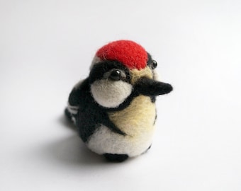 Needle felted woodpecker