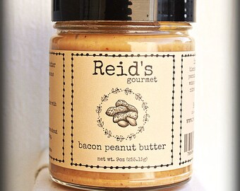 Bacon Peanut Butter Jar // All Natural Peanut Butter // Peanuts // Bacon Gift