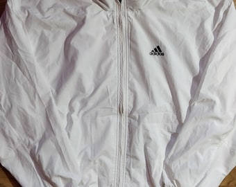 Adidas 90's Vintage Mens Windbreaker Tracksuit Top Jacket Lightweight White