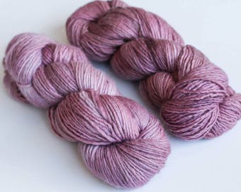 100% Merino Wool Single Ply Worsted Weight Tonal Hand Dyed Yarn in *PURPLE SAGE *