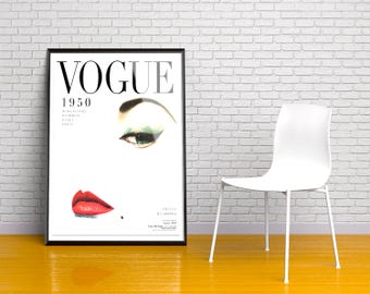 Vogue 1950 Cover Print. Vintage poster. Vogue Poster. Vogue Wall Art. Vogue Decor. Fashion print. Vintage Vogue Cover. Vogue Cover Poster.