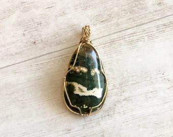 Ocean Jasper // Wire Wrapped Pendant