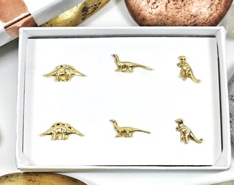 Dinosaur Earrings, Dinosaur Studs, 24k Gold Dinosaur Stud earrings, Stud Earrings, T-Rex Earring, Tiny Stud Earrings, Brontosaurus Earring