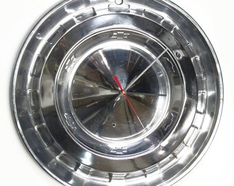 1956 Chevy Bel Air Hubcap Clock - Chevrolet Belair Wall Decor - 56 Classic Car Hub Cap Car Part
