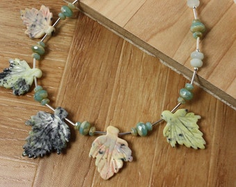 SALE Leaf Necklace, Gemstone Necklace