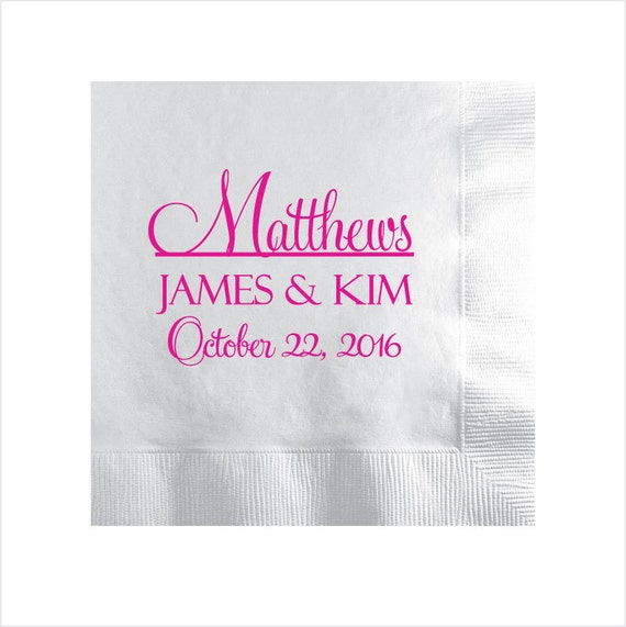 150 Custom Personalized Wedding Beverage Dessert Napkins Can