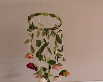 Felt Flower Mobile, Nursery Mobile, Flower Mobile, Custom