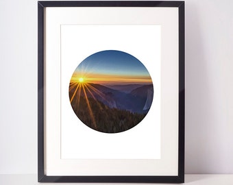 Sunset photography 8x10 - 24x36 inc, landscape print, sunset wall art, sunset wall print, sunset poster, circle art print, circle photo