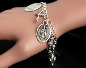 Saint Augustine Bracelet. Catholic Bracelet. St Augustine Charm Bracelet. Catholic Jewelry. Religious Jewelry. Handmade Jewelry.