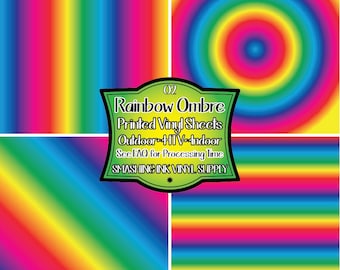 Rainbow Ombre Vinyl Print/Printed Heat Transfer Vinyl/Patterned Vinyl/Printed 651 Vinyl/Printed 631 Vinyl/Printed Outdoor Vinyl/Printed HTV
