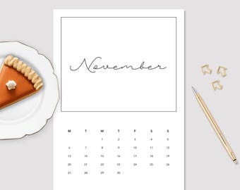 2017 Calendar Printable Calendar Rose Gold Calendar Monthly