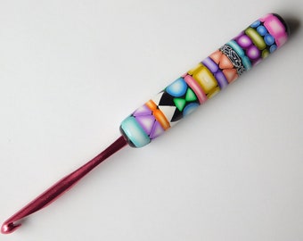 Polymer Clay Crochet Hook, Susan Bates size I 5.50 MM crochet needle