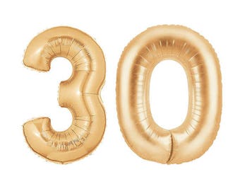 30th Birthday Decorations, HUGE Number Balloon 40" Mylar Foil Helium Balloon, Gold Photo Props, Anniversary Decor, Banner 20, 25, 40, 50, 60